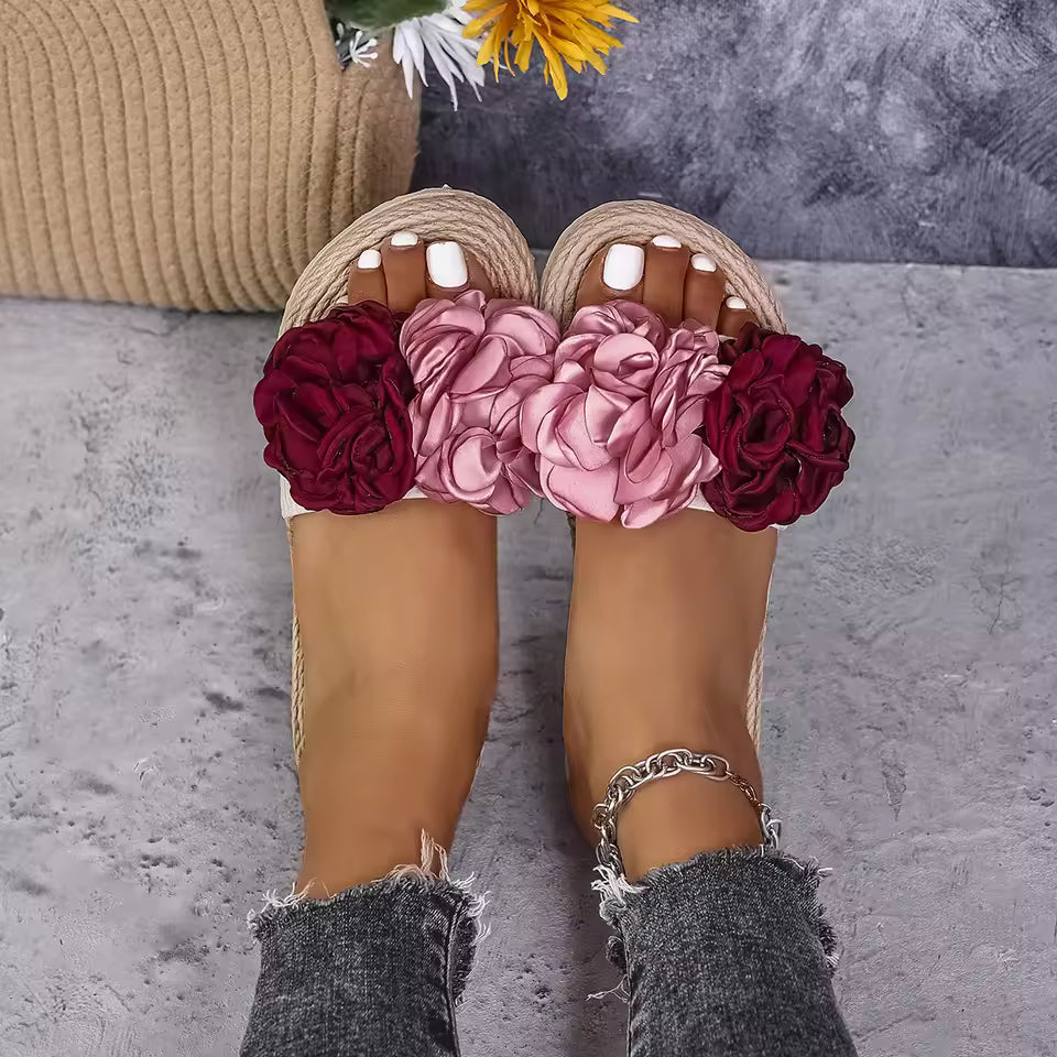 Flower Lightweight Beach Style Multi-Color Large Non-Slip Wear-Resistant Flat Slippers