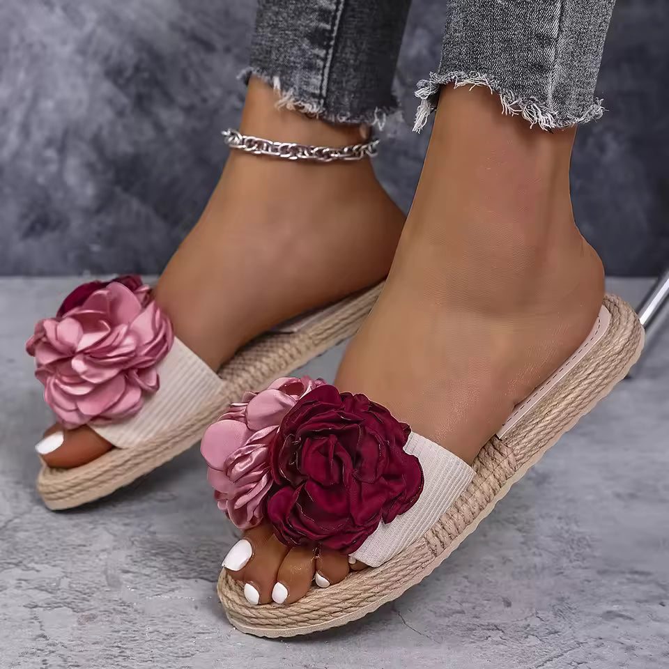Flower Lightweight Beach Style Multi-Color Large Non-Slip Wear-Resistant Flat Slippers