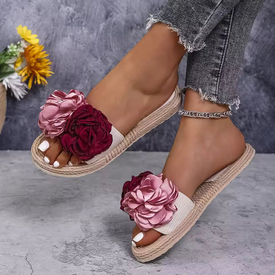 Flower Lightweight Beach Style Multi-Color Large Non-Slip Wear-Resistant Flat Slippers