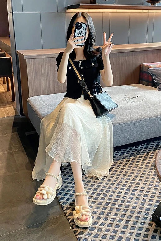 Flowers Pearl Platform Block Heel Roman Style Sandals