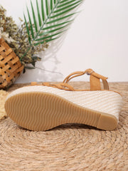 Formal Bow Mixed Colors Wedges Platform High Heels Denim Sandals