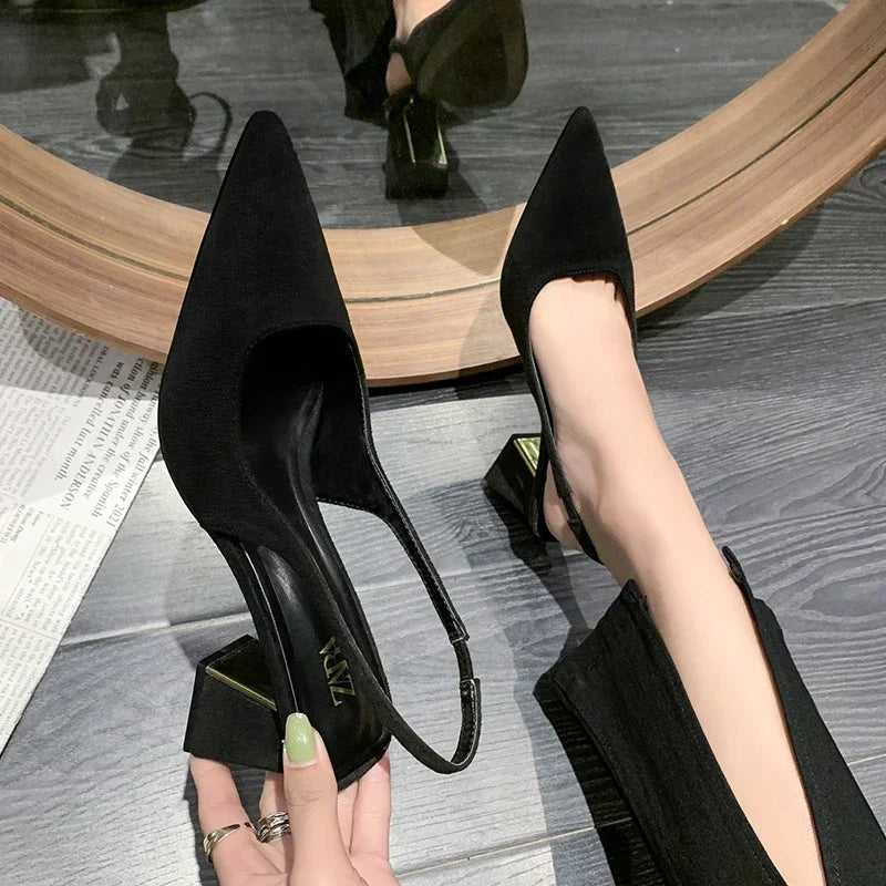 Formal Buckle Strap Office Style Pointed Pumps High Heels Sandals
