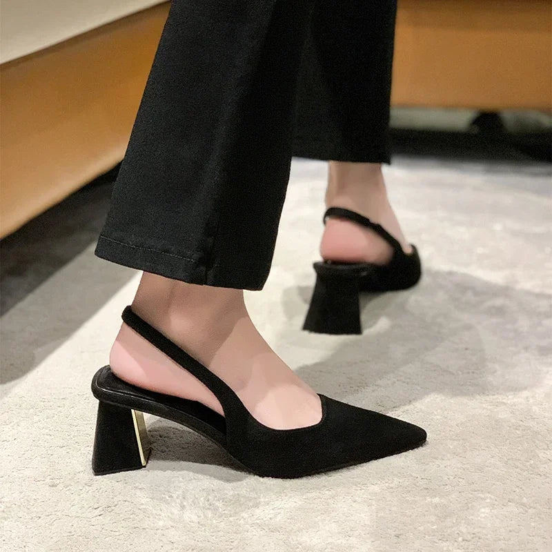 Formal Buckle Strap Office Style Pointed Pumps High Heels Sandals