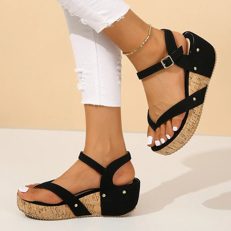 Formal Chunky Platform Clip-Toe Rivet Anti-Slip High Heel Sandals