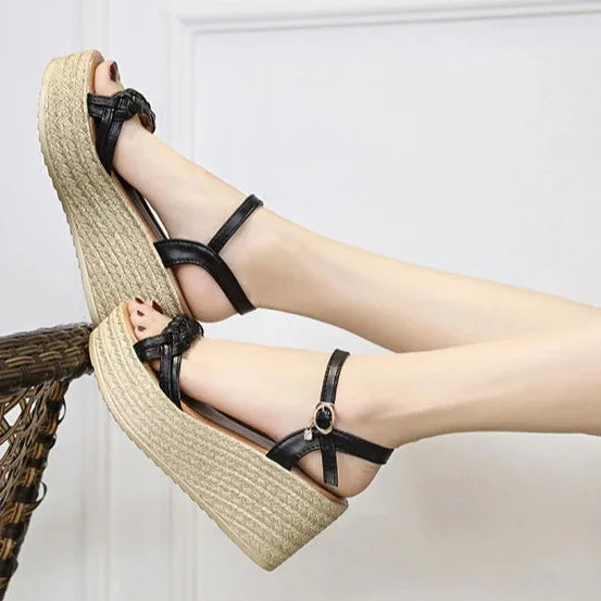 Comfortable Back Strap Buckles Heel Wedges Sandals