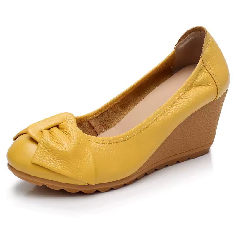 Formal Genuine Leather High Heels Slip On Butterfly-knot Shoes