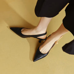 Formal Genuine Leather Knot Pointed Toe Thin High Heel Sandals