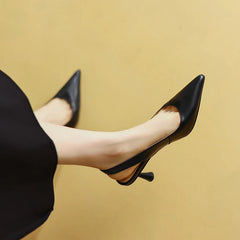 Formal Genuine Leather Knot Pointed Toe Thin High Heel Sandals