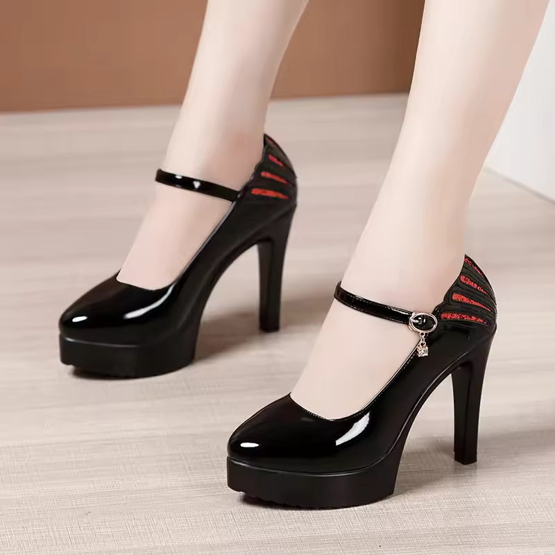 Formal Patent Leather Platform Office Style High Heels Pumps