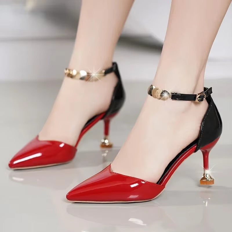 Formal Sweet Pointed Toe Buckles Strap Heels