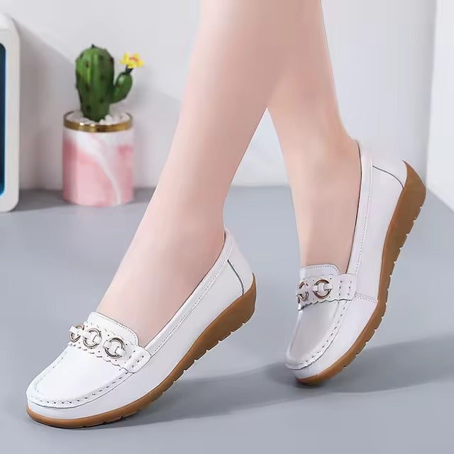 Genuine Leather Bottom Bean Surface Anti-slip Soft Sole Thick Bottom Shoes