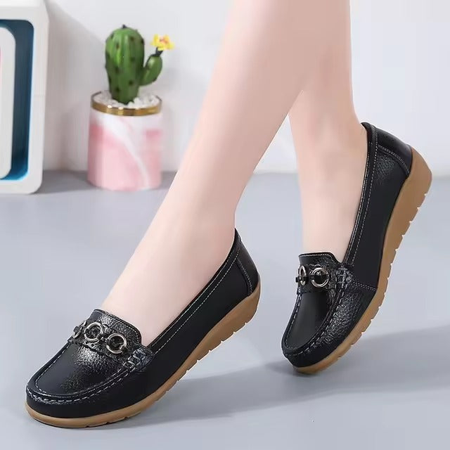 Genuine Leather Bottom Bean Surface Anti-slip Soft Sole Thick Bottom Shoes
