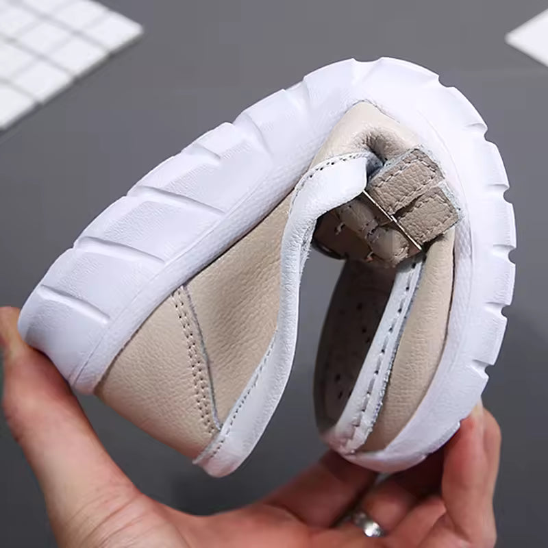 Genuine Leather Moccasin Loafers Slip On Hollow EVA Plus Size Flats Shoes
