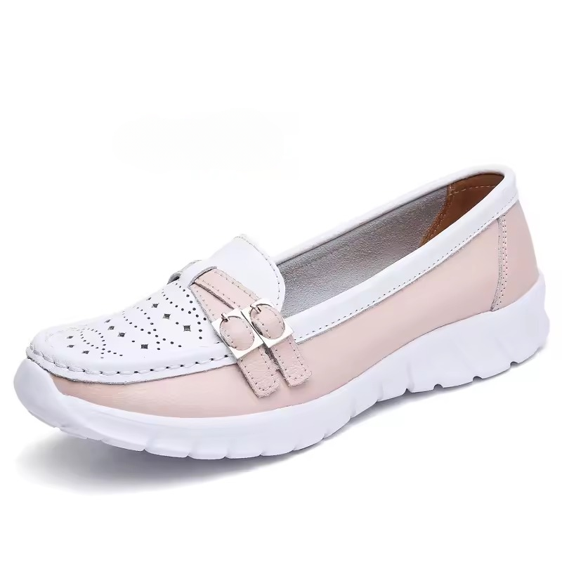 Genuine Leather Moccasin Loafers Slip On Hollow EVA Plus Size Flats Shoes