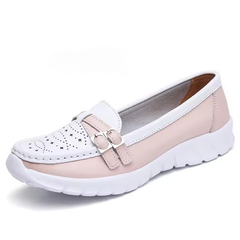 Genuine Leather Moccasin Loafers Slip On Hollow EVA Plus Size Flats Shoes