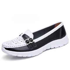 Genuine Leather Moccasin Loafers Slip On Hollow EVA Plus Size Flats Shoes