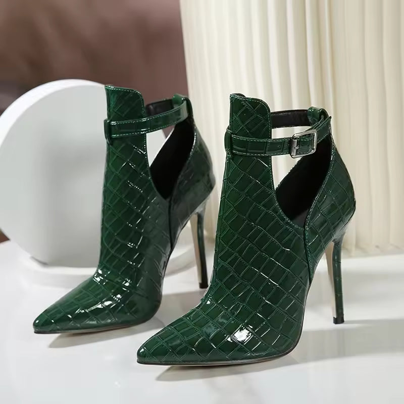 Gladiator Pointed Toe Thin High Heels Serpentine Buckle Strap Dress Shoes