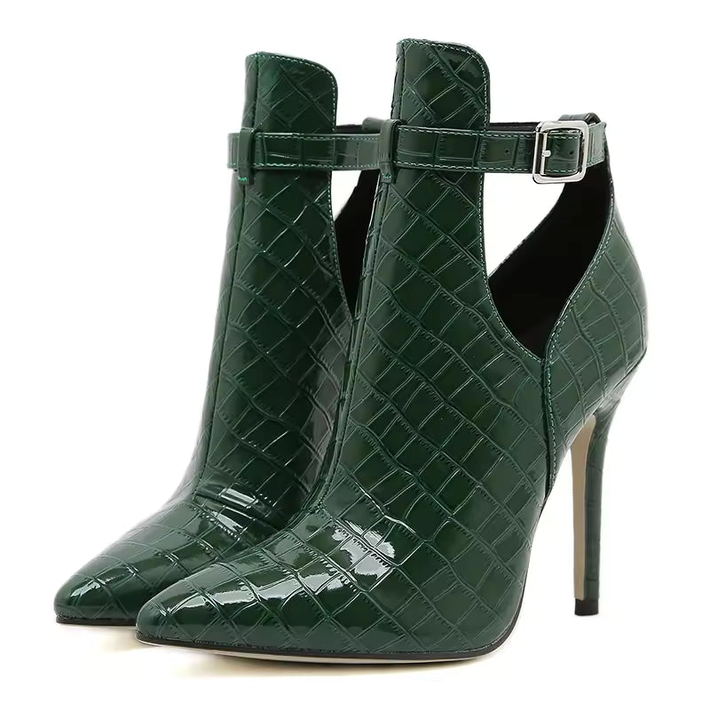 Gladiator Pointed Toe Thin High Heels Serpentine Buckle Strap Dress Shoes