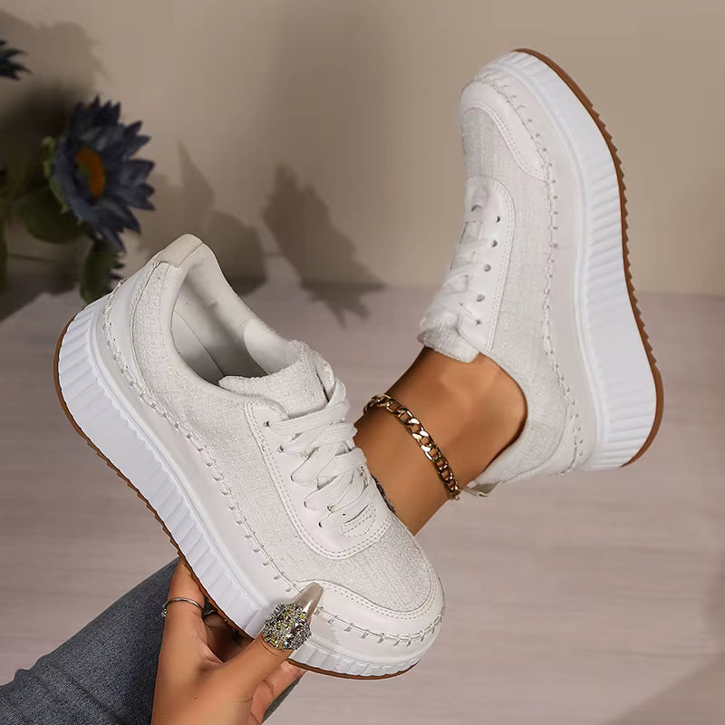 Lace Up Thick Bottom Walking Platform Sneakers Sports Shoes