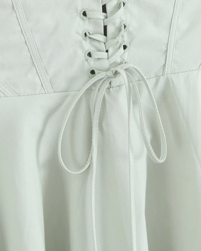 Halter Corset Detail A Line Dress Green