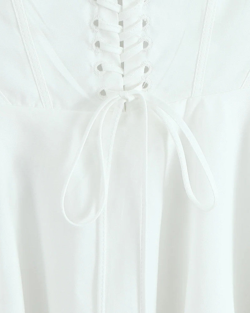 Halter Corset Detail A Line Dress White