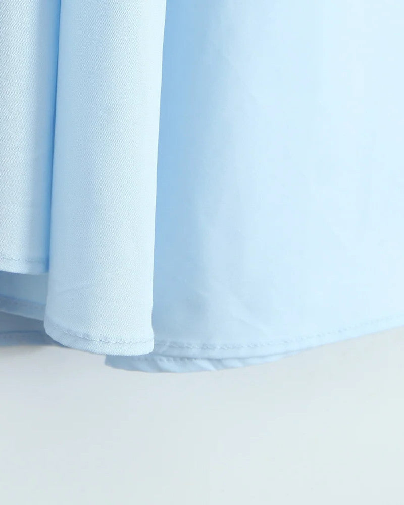 Halter A Line Midi Dress Light Blue