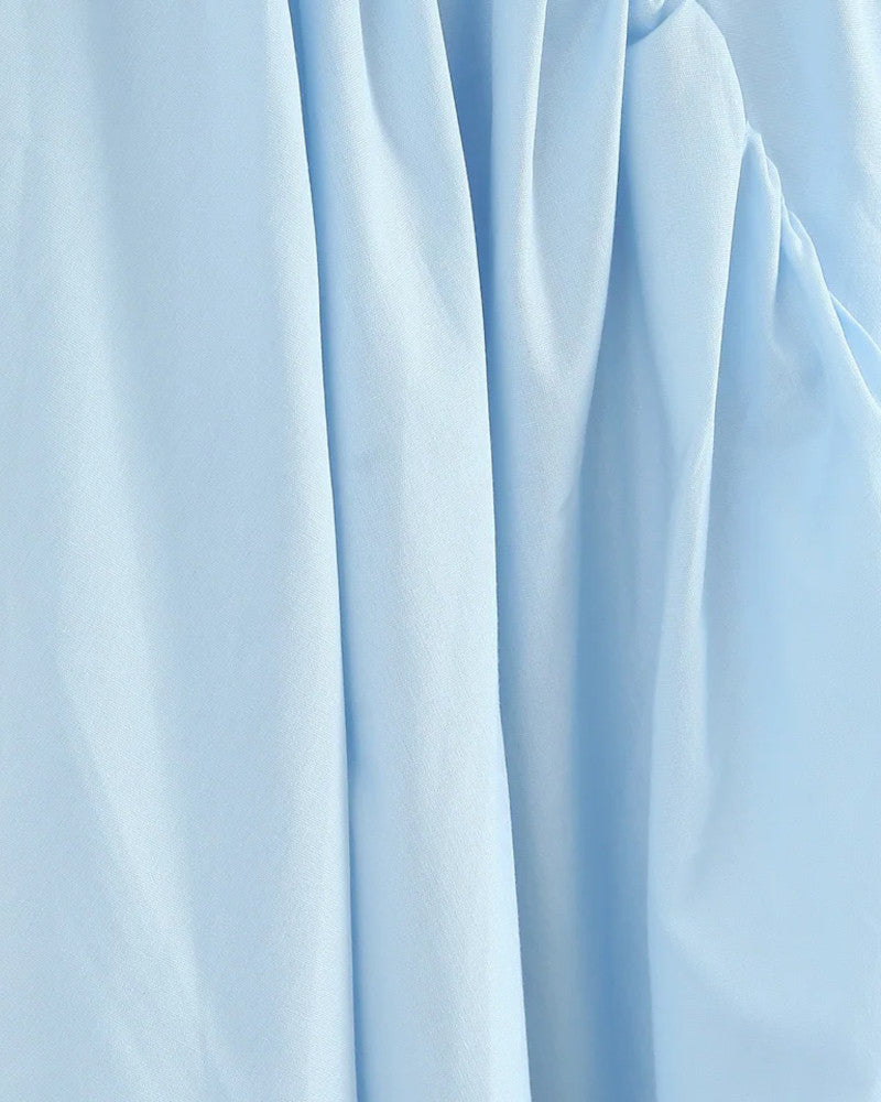 Halter A Line Midi Dress Light Blue