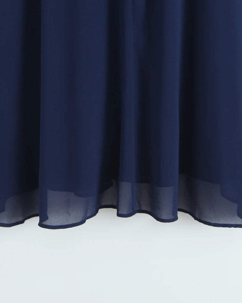 Halter A Line Backless Midi Dress Navy Blue