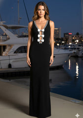 Halter Crystal Bow Detail Maxi Dress Black