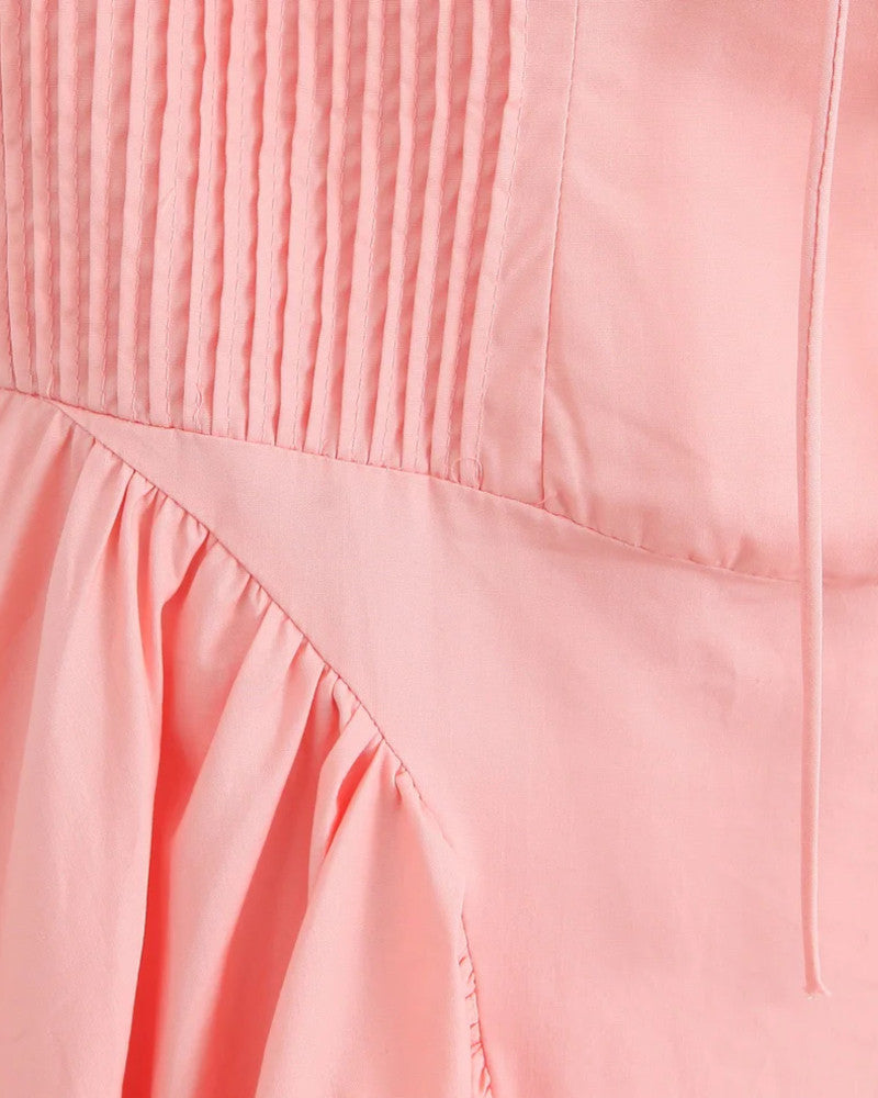 Halter Bustier Skater Midi Dress Pink