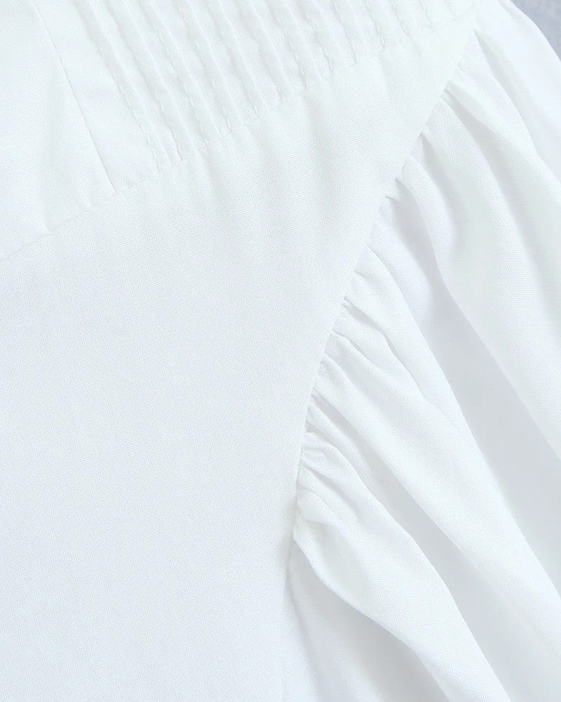 Halter Bustier Skater Midi Dress White
