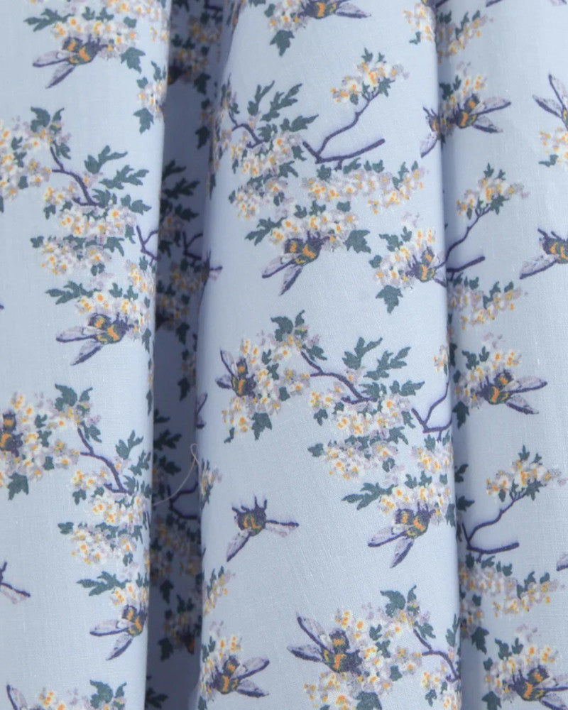 Halter Button Detail A Line Midi Dress Floral Blue