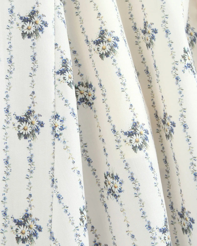 Halter Button Detail A Line Midi Dress Floral