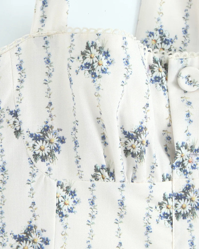 Halter Button Detail A Line Midi Dress Floral