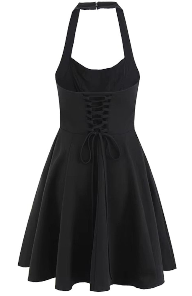 Halter Corset Skater Dress Black