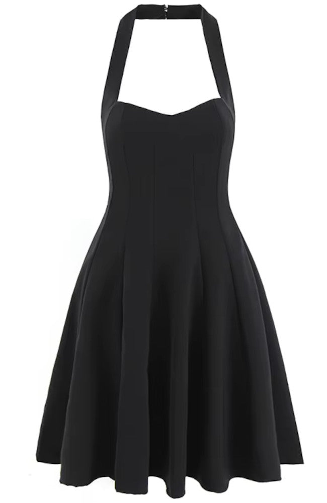 Halter Corset Skater Dress Black