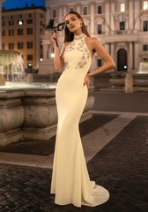 Halter Crystal Maxi Dress Yellow