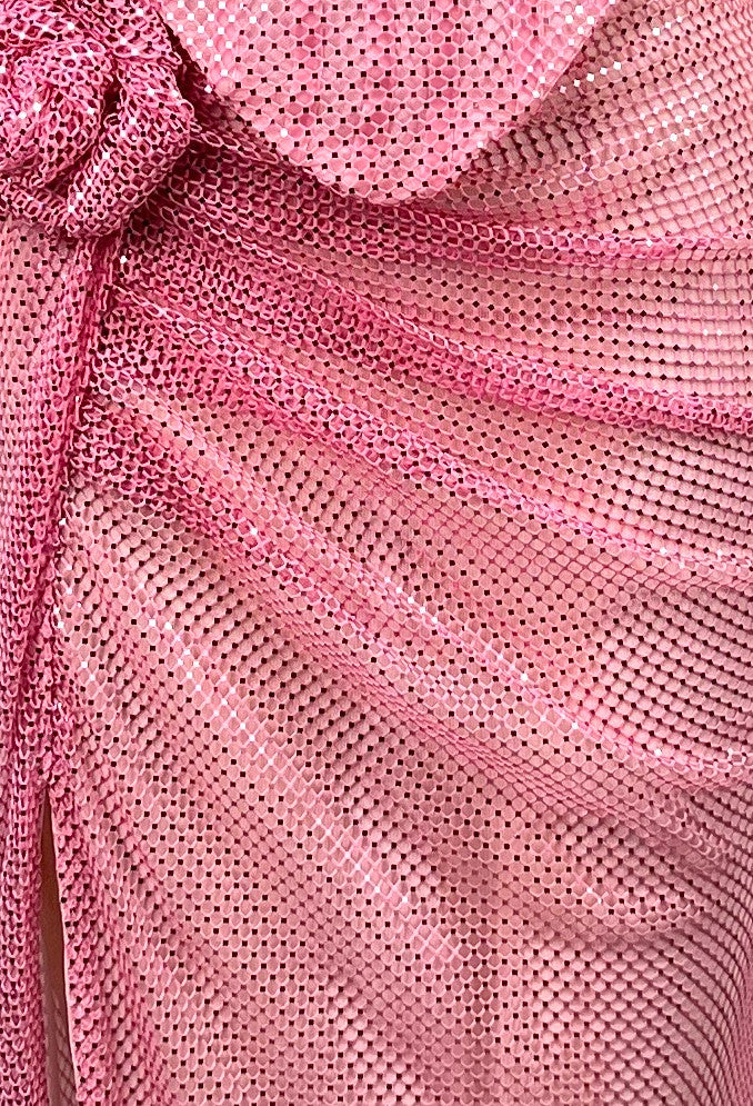 Halter Sparkly Two Piece Maxi Dress Pink