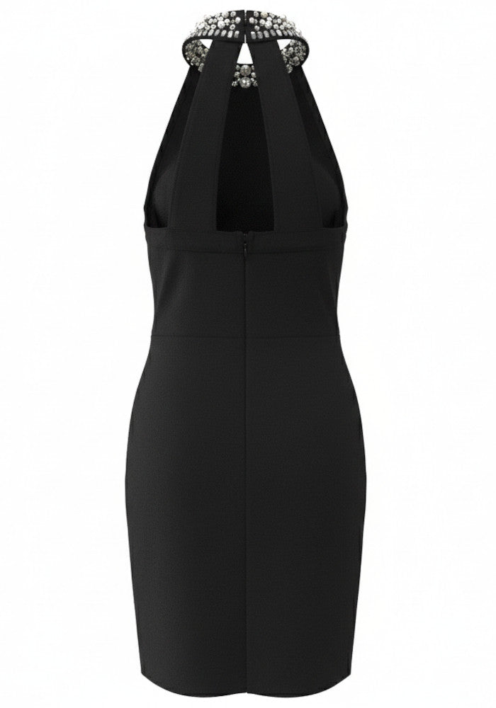 Halter Embellished Dress Black