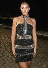 Halter Embellished Dress Black