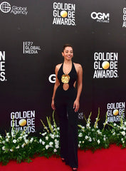Halter Floral Jumpsuit Black Gold