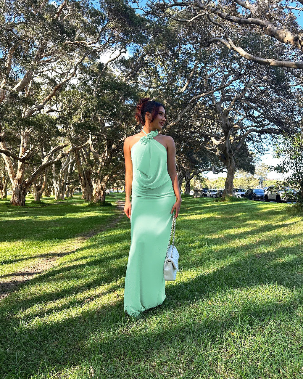 Halter Floral Maxi Dress Green