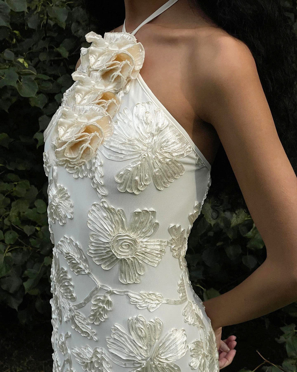 Halter Floral Maxi Dress Ivory