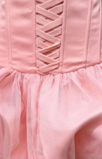 Halter Lace Up Detail Bubble Dress Pink