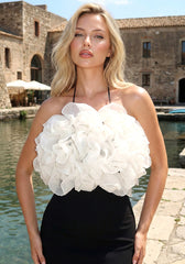 Halter Ruffle Dress Black Ivory