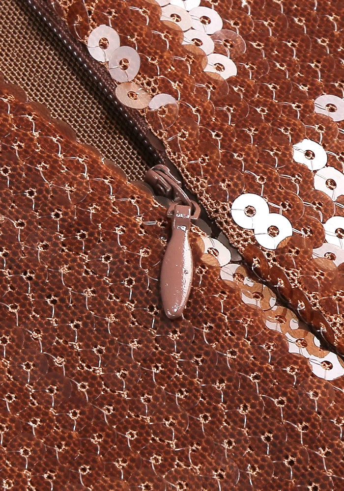 Halter Sequin Maxi Dress Brown