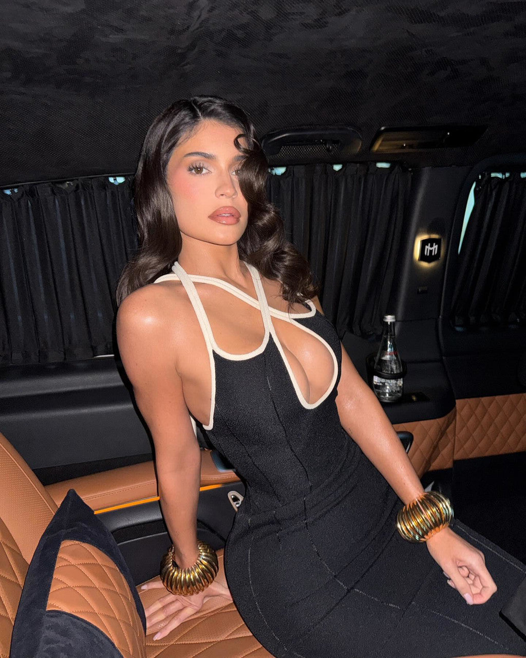 Halter Strappy Dress Black White
