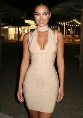 Halter Structured Dress Nude