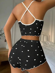 Heart Print Pajama Set