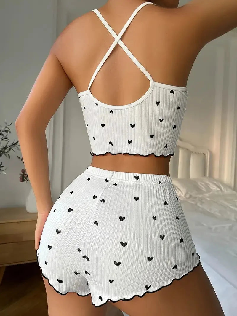 Heart Print Pajama Set
